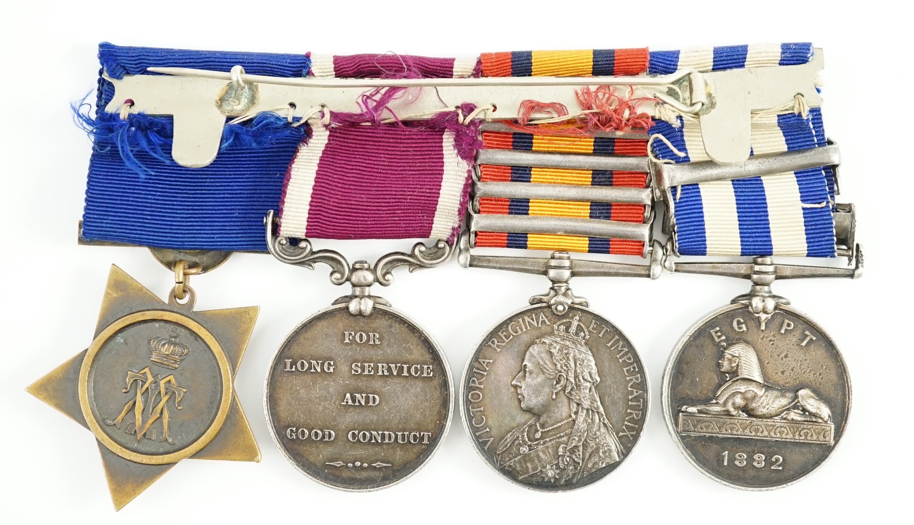 A Victorian Egypt / South Africa campaigns group of medals to 16739 Sergt. F.J. Allan, Royal Engineers